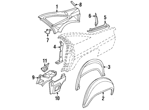 1991 Chevy Caprice Inner Wheelhouse, Rear Passenger Side Diagram for 10226140