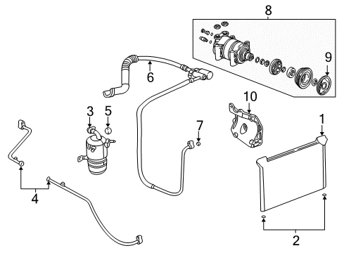 2002 GMC Yukon A/C Condenser, Compressor & Lines Diagram