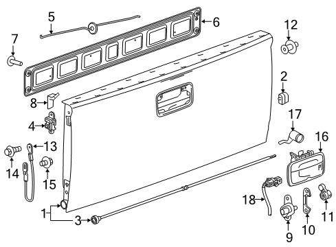 2021 GMC Canyon Tail Gate Diagram