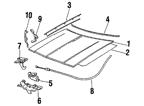 1987 Oldsmobile Cutlass Salon Hood & Components Diagram