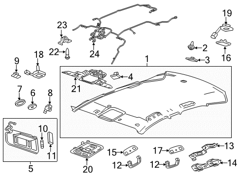 2016 Cadillac CT6 Interior Trim - Roof Diagram