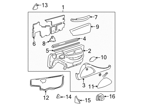 1995 Pontiac Sunfire Armrest, Front Driver Side Diagram for 22591007