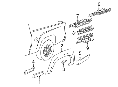 2005 Chevy Colorado Bumper Cover Retainer Diagram for 11561353