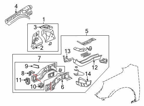 2015 Chevy Equinox Structural Components & Rails Diagram