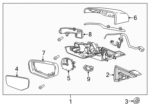 2016 Cadillac CTS Outside Mirrors Diagram