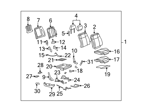 2007 Hummer H3 Seat Frame Diagram for 25971450