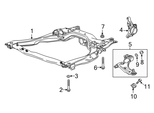 2013 Chevy Spark Front Suspension Components, Lower Control Arm, Stabilizer Bar Diagram
