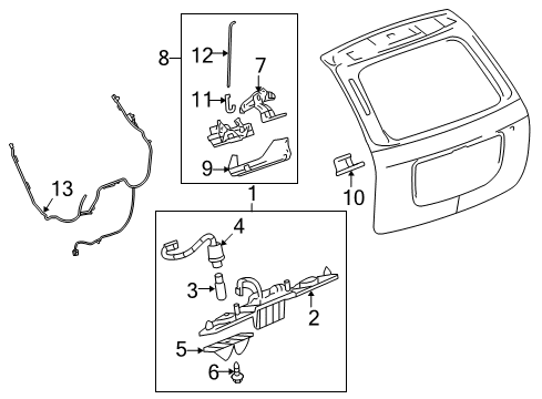 2005 Chevy Equinox Lift Gate - Lock & Hardware Diagram