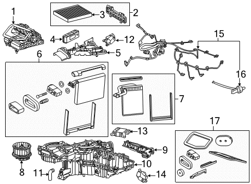 2017 Chevy Suburban A/C Evaporator & Heater Components Diagram