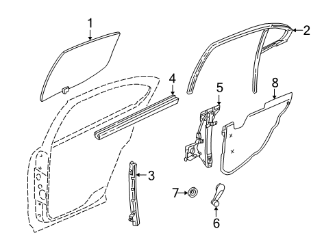 2001 Pontiac Grand Am Rear Door - Glass & Hardware Diagram