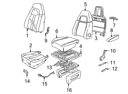 2000 Chevy Express 2500 Front Seat Components Diagram 2 - Thumbnail