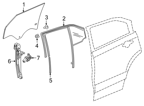 2024 Cadillac XT4 Glass - Rear Door Diagram