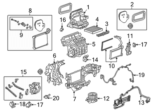 2021 GMC Yukon A/C Evaporator & Heater Components Diagram