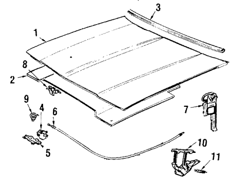 1990 Chevy Caprice Hood & Components Diagram