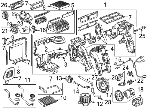 2015 Chevy Cruze A/C Evaporator & Heater Components Diagram