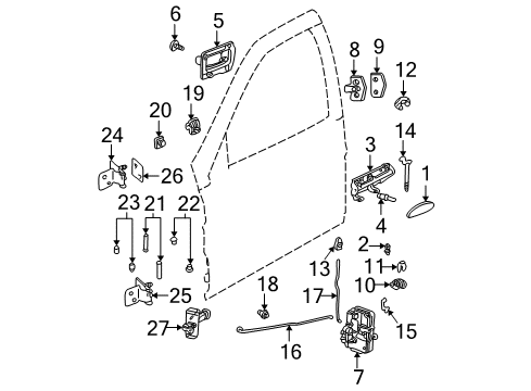 2000 Saturn LW2 Front Door - Lock & Hardware Diagram