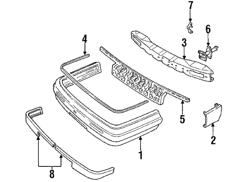 1990 Oldsmobile Toronado Bumper Cover Diagram for 20751162