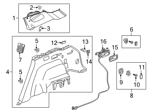 2021 Chevy Blazer Interior Trim - Quarter Panels Diagram