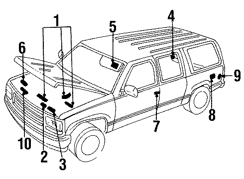 1997 GMC C2500 Suburban Information Labels Diagram