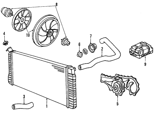1996 Cadillac Seville Fan Blade, Driver Side Diagram for 22126185