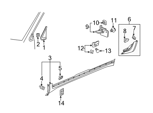2011 Buick Enclave Exterior Trim - Pillars, Rocker & Floor Diagram