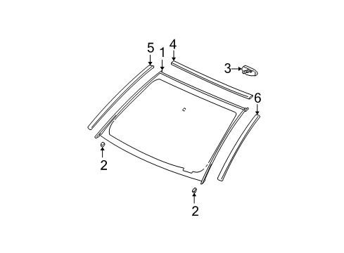 2007 Saturn Vue Windshield Glass, Reveal Moldings Diagram