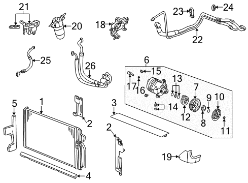 2000 Buick LeSabre A/C Condenser, Compressor & Lines Diagram