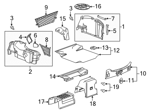 2012 Buick Regal Cargo Net, Rear Diagram for 13222467