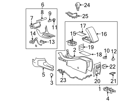 2012 Chevy Malibu Center Console, Front Diagram for 20879614