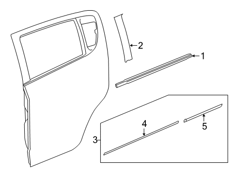 2022 Chevy Spark Exterior Trim - Rear Door Diagram