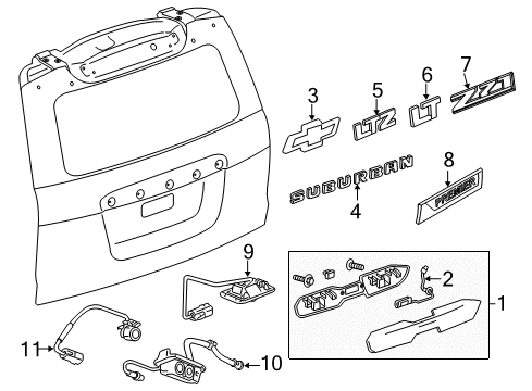 2017 Chevy Suburban Exterior Trim - Lift Gate Diagram