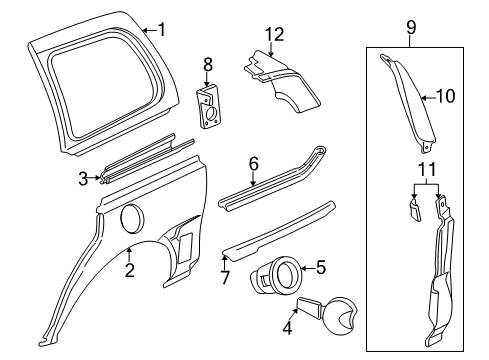 2003 Pontiac Montana Side Panel, Upper Outer Driver Side Diagram for 10353379