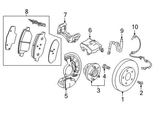 2024 Cadillac XT4 Front Brakes Diagram