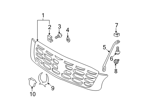 2003 Cadillac DeVille Grille & Components Diagram 3 - Thumbnail