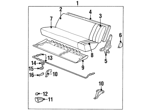 1993 GMC K2500 Seat Cushion Pad Diagram for 12549038