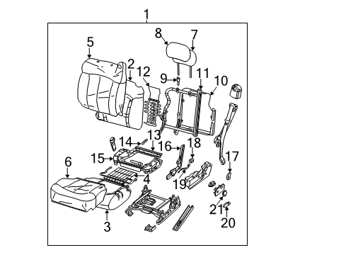 2002 Chevy Silverado 1500 HD Seat Frame, Driver Side Diagram for 12476891