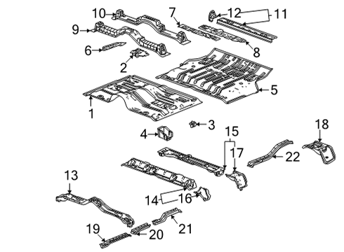 2023 Cadillac Escalade ESV Floor & Rails Diagram