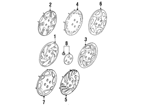 1999 Saturn SC2 Wheel Cover Diagram for 21012841