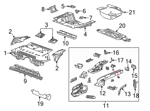 2016 Buick Encore Rear Body - Floor & Rails Diagram