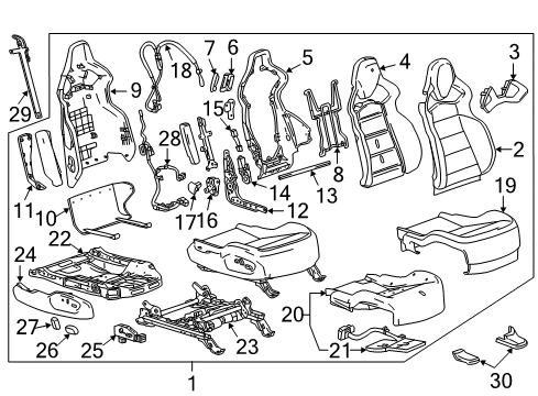 2017 Chevy Corvette Passenger Seat Components Diagram