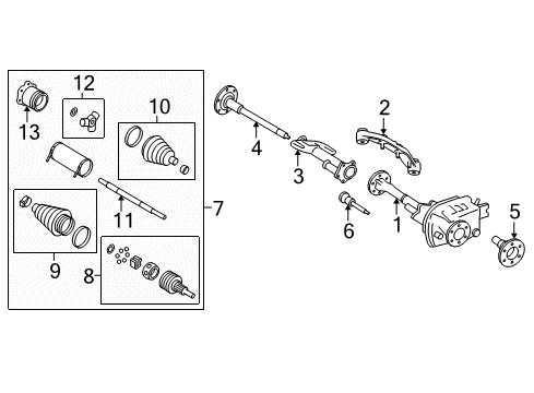 2007 Cadillac Escalade EXT Carrier & Front Axles Diagram