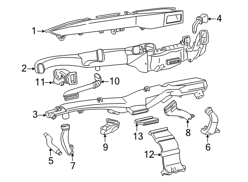 1997 Chevy Express 1500 Defroster Duct, Driver Side Diagram for 15957862