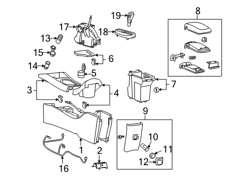 2007 Chevy Monte Carlo Console, Front Diagram for 15875674