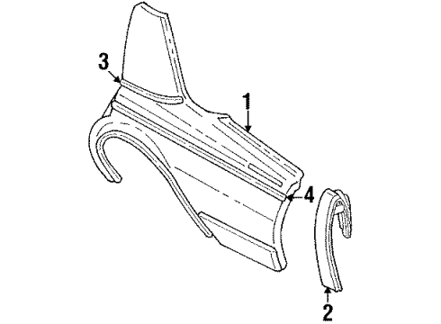 1984 Cadillac Fleetwood Molding, Rear Lower Diagram for 20318131