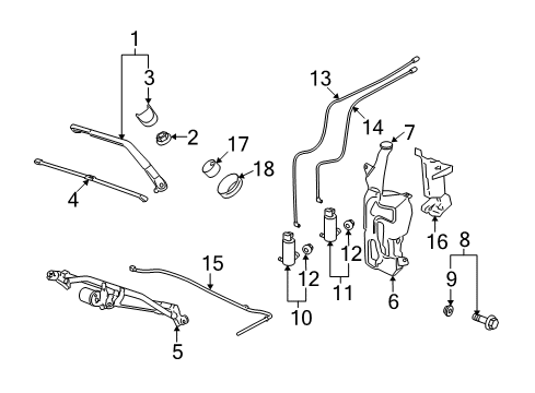 2008 Cadillac Escalade ESV Wiper & Washer Components Diagram