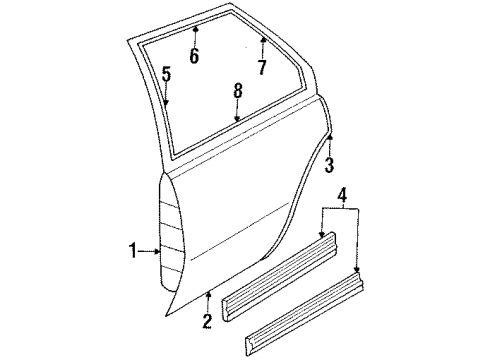 1988 Chevy Cavalier Body Side Molding Diagram for 12502121