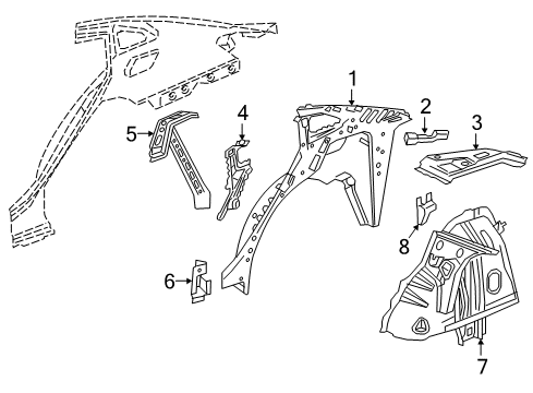 2018 Chevy Malibu Inner Structure - Quarter Panel Diagram