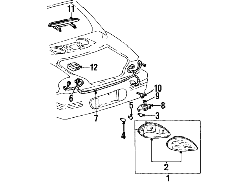 2000 Pontiac Grand Prix Tail Lamps, High Mounted Stop Lamp, License Lamps Diagram