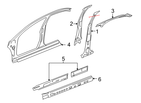 2012 Chevy Impala Center Pillar & Rocker Diagram