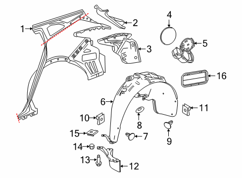 2021 Chevy Blazer Quarter Panel & Components Diagram
